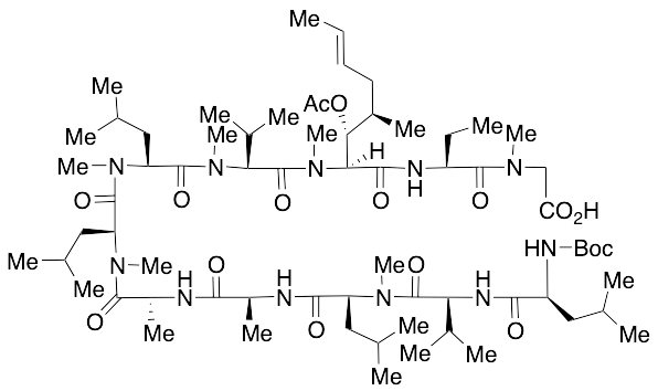 Des(N-Methyl-leucyl), N-tertButyloxycarbonyl-leucyl Cyclosporin A seco(MeGly-MeLeu) Carboxylic Acid