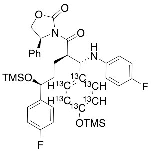 (4S)-3-[(2R,5S)-5-(4-Fluorophenyl)-2-[(S)-[(4-fluorophenyl)amino][4-[(trimethylsilyl)oxy]phenyl]methyl]-1-oxo-5-[(trimethylsilyl)oxy]pentyl]-4-phenyl-2-oxazolidinone-13C6