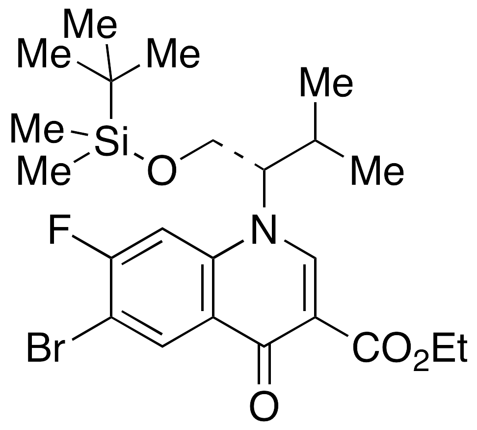 6-Bromo-1-[(1S)-1-[[[(1,1-dimethylethyl)dimethylsilyl]oxy]methyl]-2-methylpropyl]-7-fluoro-1,4-dihydro-4-oxo-3-quinolinecarboxylic Acid Ethyl Ester