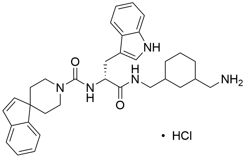 N-​[(1R)​-​2-​[[[3-​(Aminomethyl)​cyclohexyl]​methyl]​amino]​-​1-​(1H-​indol-​3-​ylmethyl)​-​2-​oxoethyl]​-spiro[1H-​indene-​1,​4'-​piperidine]​-​1'-​carboxamide Hydrochloride