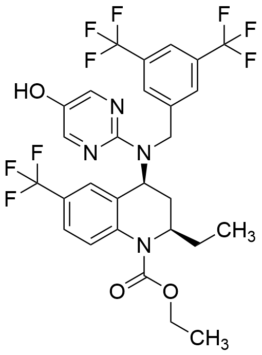 Ethyl (2R,4S)-4-[[[3,5-bis(trifluoromethyl)phenyl]methyl](5-hydroxy-2-pyrimidinyl)amino]-2-ethyl-3,4-dihydro-6-(trifluoromethyl)-1(2H)-quinolinecarboxylate