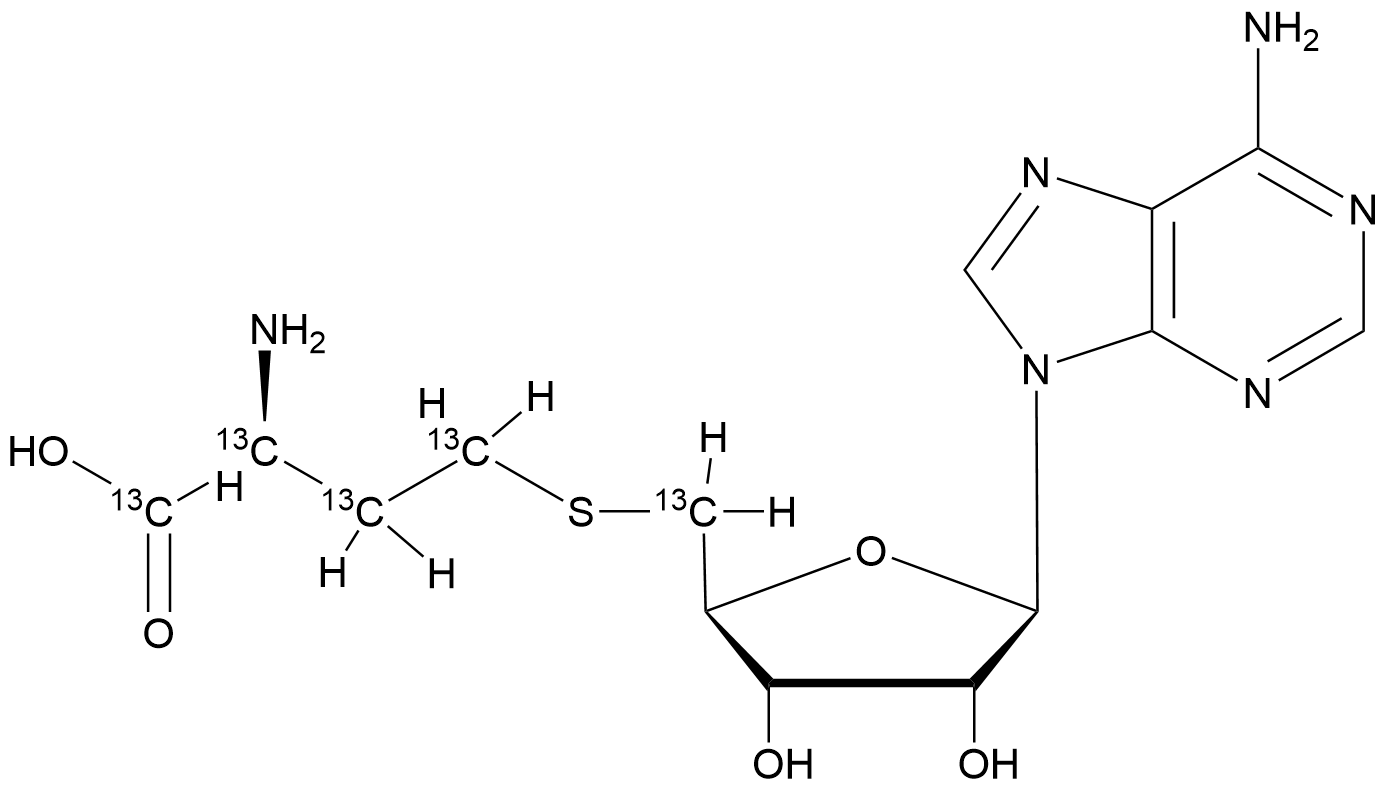 S-(((2S,3S,4R,5R)-5-(6-Amino-9H-purin-9-yl)-3,4-dihydroxytetrahydrofuran-2-yl)methyl-13C)-L-homocysteine-13C4