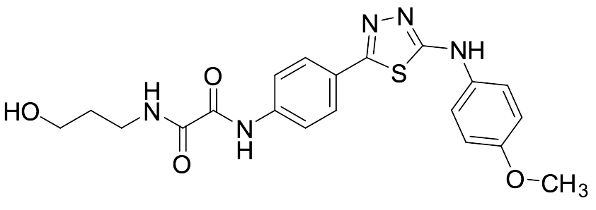 N1-(3-Hydroxypropyl)-N2-[4-[5-[(4-methoxyphenyl)amino]-1,3,4-thiadiazol-2-yl]phenyl]ethanediamide