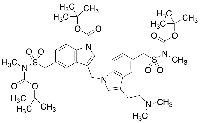 tert-Butyl 5-((N-(tert-Butoxycarbonyl)-N-methylsulfamoyl)methyl)-3-((5-((N-(tert-butoxycarbonyl)-N-methylsulfamoyl)methyl)-3-(2-(dimethylamino)ethyl)-1H-indol-1-yl)methyl)-1H-indole-1-carboxylate
