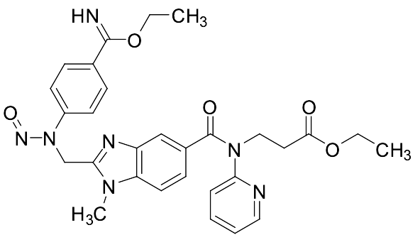 Ethyl 3-(2-(((4-(ethoxy(imino)methyl)phenyl)(nitroso)amino)methyl)-1-methyl-N-(pyridin-2-yl)-1H-benzo[d]imidazole-5-carboxamido)propanoate