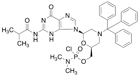 [(2S,6R)-6-{N2-Isobutyryl-guanin-9-yl}-4-tritylmorpholin-2-yl]methyl Dimethylphosphoramide Chloridate