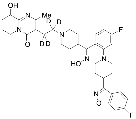 3-[2-[4-[(Z)-(4-Fluoro-2-[4-(6-fluoro-1,2-benzisoxazol-3-yl)piperidin-1-yl)phenyl](hydroxyimino)methyl]piperidin-1-yl]ethyl]-2-methyl-6,7,8,9-tetrahydro-9-hydroxy-4H-pyrido[1,2-a]pyrimidin-4-one-d4