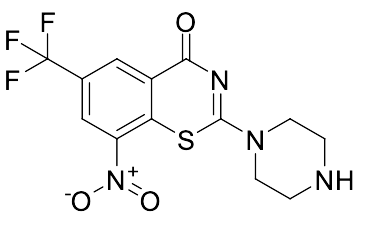 8-Nitro-2-(piperazin-1-yl)-6-(trifluoromethyl)-4H-benzo[e][1,3]thiazin-4-one