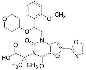 2-(1-(2-(2-Methoxyphenyl)-2-((tetrahydro-2H-pyran-4-yl)oxy)ethyl)-6-(oxazol-2-yl)-2,4-dioxo-1,2-dihydrofuro[3,2-d]pyrimidin-3(4H)-yl)-2-methylpropanoic Acid