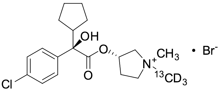 (S)-3-((R)-2-(4-Chlorophenyl)-2-cyclopentyl-2-hydroxyacetoxy)-1,1-dimethylpyrrolidin-1-ium Bromide-13C ,D-3