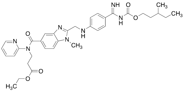 N-​[[2-​[[[4-​[Imino[[[(3-​methylpentyl)​oxy]​carbonyl]​amino]​methyl]​phenyl]​amino]​methyl]​-​1-​methyl-​1H-​benzimidazol-​5-​yl]​carbonyl]​-​N-​2-​pyridinyl-beta-​Alanine Ethyl Ester