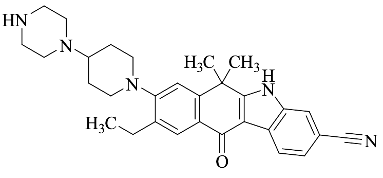 9-Ethyl-6,11-dihydro-6,6-dimethyl-11-oxo-8-[4-(1-piperazinyl)-1-piperidinyl]-5H-benzo[b]carbazole-3-carbonitrile