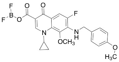1-Cyclopropyl-3-(((difluoroboryl)oxy)carbonyl)-6-fluoro-8-methoxy-7-((4-methoxybenzyl)amino)quinolin-4(1H)-one