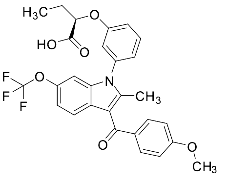 2-​[3-​[3-​(4-Methoxybenzoyl)​-​2-​methyl-​6-​(trifluoromethoxy)​-​1H-​indol-​1-​yl]​phenoxy]​-(2R)​-butanoic Acid