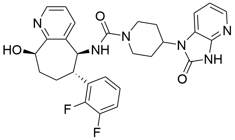 N-((5S,6S,9R)-6-(2,3-difluorophenyl)-9-hydroxy-6,7,8,9-tetrahydro-5H-cyclohepta[b]pyridin-5-yl)-4-(2-oxo-2,3-dihydro-1H-imidazo[4,5-b]pyridin-1-yl)piperidine-1-carboxamide