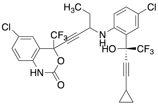 (4S)-6-Chloro-4-(3-((4-chloro-2-((S)-4-cyclopropyl-1,1,1-trifluoro-2-hydroxybut-3-yn-2-yl)phenyl)amino)pent-1-yn-1-yl)-4-(trifluoromethyl)-1H-benzo[d][1,3]oxazin-2(4H)-one (Mixture of Diastereomers)