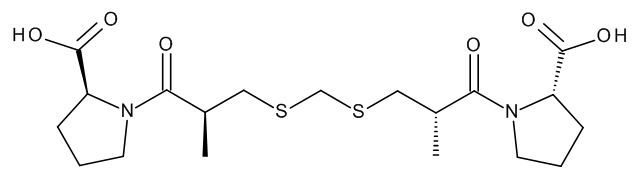 1,1'-[Methylenebis[sulfanediyl-[(2S)-2-methyl-1-oxopropane-3,1-diyl]]]bis-[(2S)-pyrrolidine-2-carboxylic] Acid
