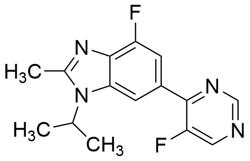 4-Fluoro-6-(5-fluoropyrimidin-4-yl)-2-methyl-1-(propan-2-yl)-1H-1,3-benzodiazole