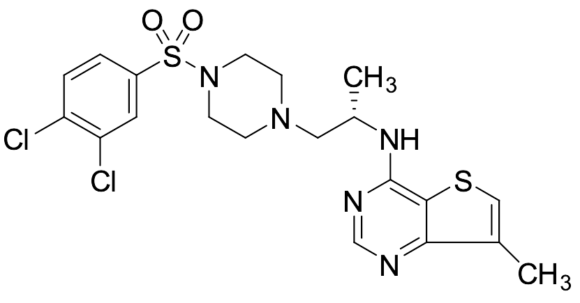 N-[(2S)-1-[4-(3,4-Dichlorophenyl)sulfonylpiperazin-1-yl]propan-2-yl]-7-methylthieno[3,2-d]pyrimidin-4-amine