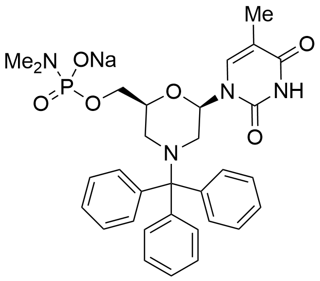 Sodium ((2S,6R)-6-(5-Methyl-2,4-dioxo-3,4-dihydropyrimidin-1(2H)-yl)-4-tritylmorpholin-2-yl)methyl Dimethylphosphoramidate