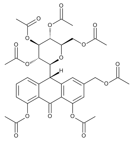 10-​b-​D-​Glucopyranosyl-​1,​8-​dihydroxy-​3-​(hydroxymethyl)​-anthrone heptaacetate