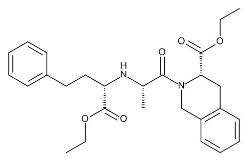 Quinapril Ethyl Ester ((3S)-2-[(2S)-2-[[(1S)-1-(Ethoxycarbonyl)-3-phenylpropyl]amino]-1-oxopropyl]-1,2,3,4-tetrahydro-3-isoquinolinecarboxylic Acid Ethyl Ester)
