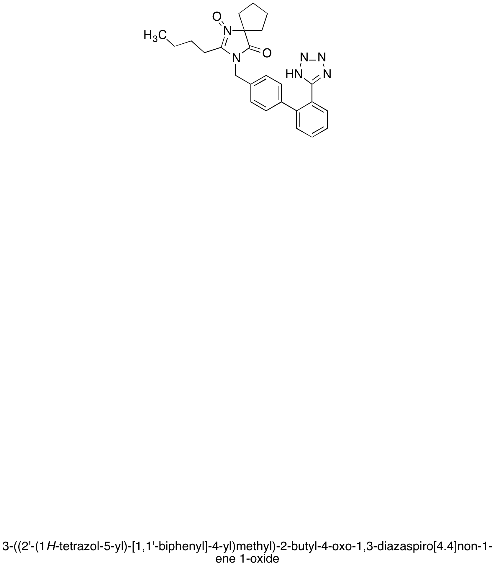 3-((2'-(1H-Tetrazol-5-yl)-[1,1'-biphenyl]-4-yl)methyl)-2-butyl-4-oxo-1,3-diazaspiro[4.4]non-1-ene 1-Oxide
