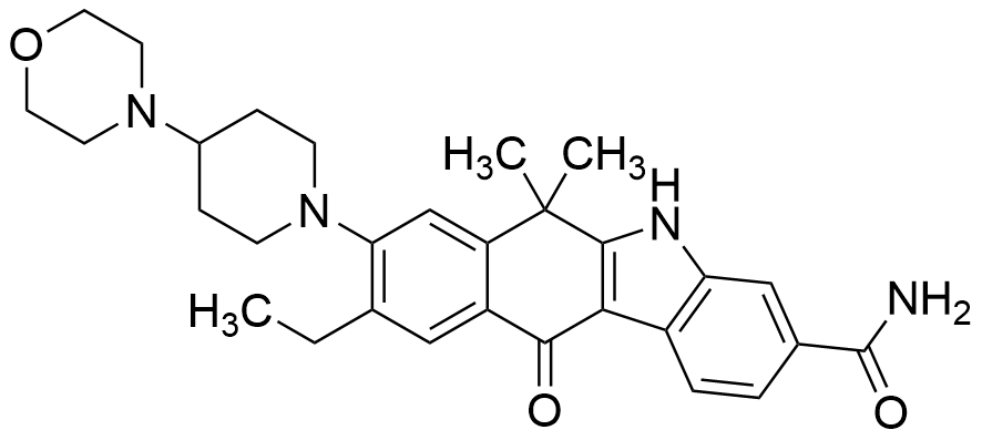 9-Ethyl-6,6-dimethyl-8-[4-(morpholin-4-yl)piperidin-1-yl]-11-oxo-5H,6H,11H-benzo[b]carbazole-3-carboxamide