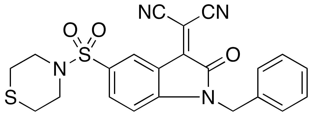 2-[(1-Benzyl-2-oxo-5-(thiomorpholinosulfonyl)indolin-3-ylidene]malononitrile