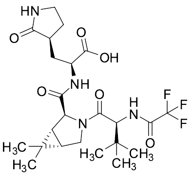(S)-2-((1R,2S,5S)-3-((S)-3,3-Dimethyl-2-(2,2,2-trifluoroacetamido)butanoyl)-6,6-dimethyl-3-azabicyclo[3.1.0]hexane-2-carboxamido)-3-((S)-2-oxopyrrolidin-3-yl)propanoic Acid
