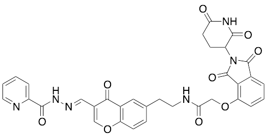 (E)-2-((2-(2,6-Dioxopiperidin-3-yl)-1,3-dioxoisoindolin-4-yl)oxy)-N-(2-(4-oxo-3-((2-picolinoylhydrazono)methyl)-4H-chromen-6-yl)ethyl)acetamide