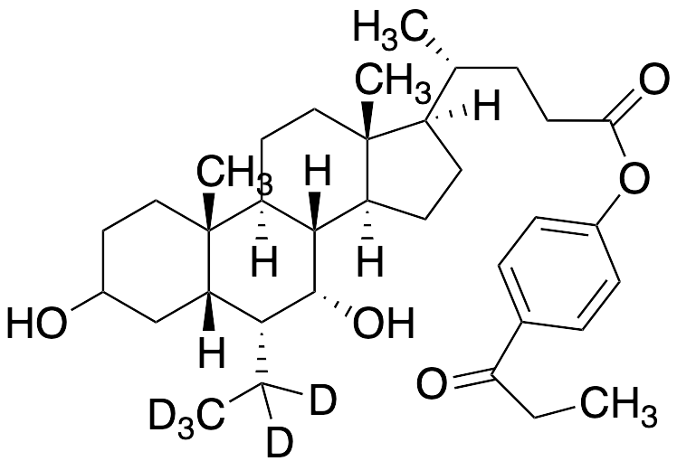 (4R)-4-Propionylphenyl 4-((5S,6R,7R,8S,9S,10S,13R,14S,17R)-6-ethyl-3,7-dihydroxy-10,13-dimethylhexadecahydro-1H-cyclopenta[a]phenanthren-17-yl)pentanoate-D3