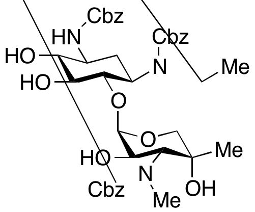 2-Deoxy-6-O-[3-deoxy-4-C-methyl-3-[methyl[(phenylmethoxy)carbonyl]amino]-b-L-arabinopyranosyl]-N1-ethyl-N1,N3-bis[(phenylmethoxy)carbonyl]-D-streptamine