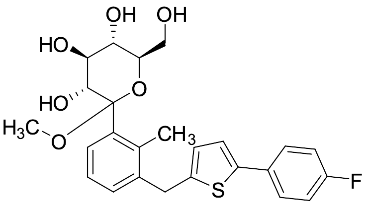 (3R,4S,5S,6R)-2-(3-((5-(4-Fluorophenyl)thiophen-2-yl)methyl)-2-methylphenyl)-6-(hydroxymethyl)-2-methoxytetrahydro-2H-pyran-3,4,5-triol