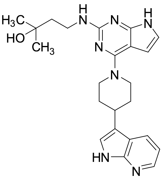 4-((4-(4-(1H-Pyrrolo[2,3-b]pyridin-3-yl)piperidin-1-yl)-7H-pyrrolo[2,3-d]pyrimidin-2-yl)amino)-2-methylbutan-2-ol