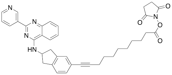 11-​[2,​3-​Dihydro-​2-​[[2-​(3-​pyridinyl)​-​4-​quinazolinyl]​amino]​-​1H-​inden-​5-​yl]​-​, 2,​5-​Dioxo-​1-​pyrrolidinyl Ester 10-​Undecynoic Acid