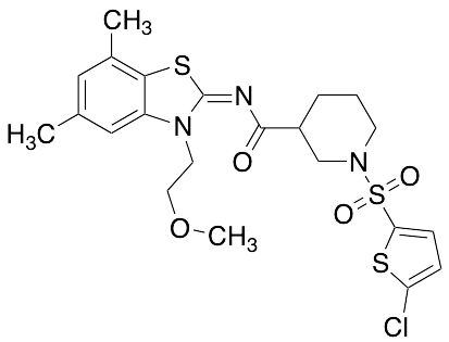 1-​[(5-​Chloro-​2-​thienyl)​sulfonyl]​-​N-​[3-​(2-​methoxyethyl)​-​5,​7-​dimethyl-​2(3H)​-​benzothiazolylidene]​-3-​piperidinecarboxamid​e