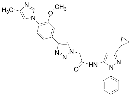 N-(3-Cyclopropyl-1-phenyl-1H-pyrazol-5-yl)-4-[3-methoxy-4-(4-methyl-1H-imidazol-1-yl)phenyl]-1H-1,2,3-triazole-1-acetamide