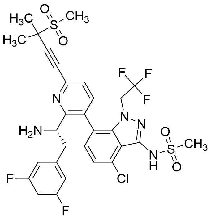 N-[7-[2-[(1S)-1-Amino-2-(3,5-difluorophenyl)ethyl]-6-[3-methyl-3-(methylsulfonyl)-1-butyn-1-yl]-3-pyridinyl]-4-chloro-1-(2,2,2-trifluo Methanesulfonamide