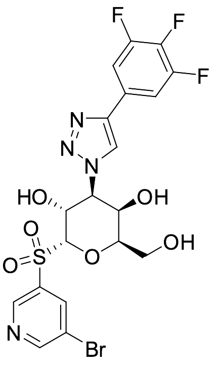 (2R,3R,4S,5R,6R)-2-((5-Bromopyridin-3-yl)sulfonyl)-6-(hydroxymethyl)-4-(4-(3,4,5-trifluorophenyl)-1H-1,2,3-triazol-1-yl)tetrahydro-2H-pyran-3,5-diol