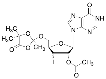 (2R,5R)-4-Iodo-2-(6-oxo-1H-purin-9(6H)-yl)-5-(((2,4,4-trimethyl-5-oxo-1,3-dioxolan-2-yl)oxy)methyl)tetrahydrofuran-3-yl Acetate