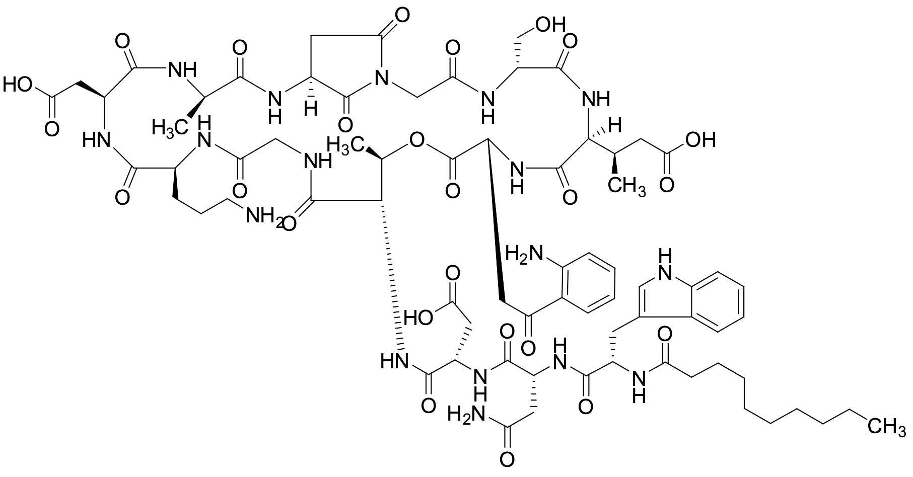 Daptomycin 9-(2,5-Dioxo-L-3-amino-1-pyrrolidineacetic Acid)-10-deglycine (>90%)