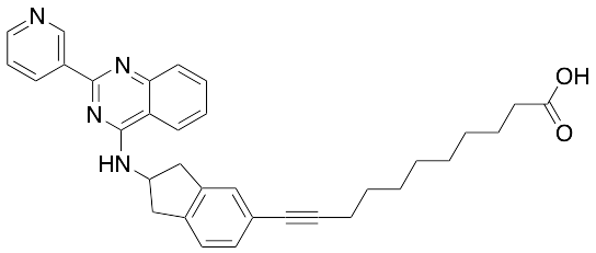 11-​[2,​3-​Dihydro-​2-​[[2-​(3-​pyridinyl)​-​4-​quinazolinyl]​amino]​-​1H-​inden-​5-​yl]​-10-​undecynoic acid