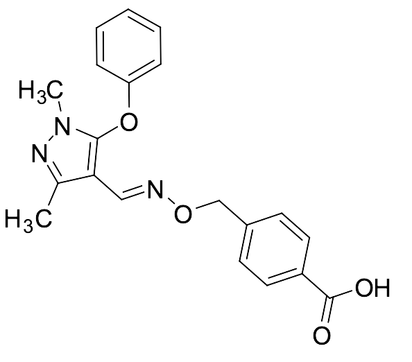4-[[[[(1,3-Dimethyl-5-phenoxy-1H-pyrazol-4-yl)methylene]amino]oxy]methyl]benzoic Acid