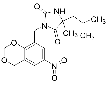 5-Methyl-5-(2-methylpropyl)-3-[(6-nitro-4H-1,3-benzodioxin-8-yl)methyl]-2,4-imidazolidinedione 