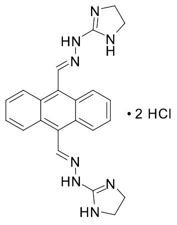 9,10-bis((E)-(2-(4,5-Dihydro-1H-imidazol-2-yl)hydrazineylidene)methyl)anthracene Dihydrochloride