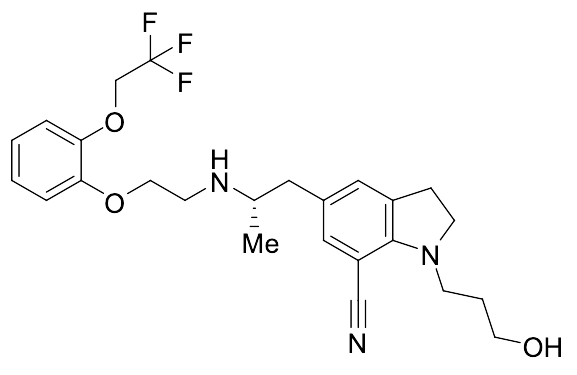 2,​3-Dihydro-​1-​(3-​hydroxypropyl)​-​5-​[(2S)​-​2-​[[2-​[2-​(2,​2,​2-​trifluoroethoxy)​phenoxy]​ethyl]​amino]​propyl]​-1H-​indole-​7-​carbonitrile