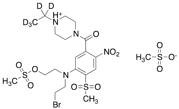 4-(5-((2-Bromoethyl)(2-((methylsulfonyl)oxy)ethyl)amino)-4-(methylsulfonyl)-2-nitrobenzoyl)-1-ethylpiperazin-1-ium Methanesulfonate-d5