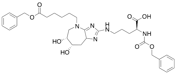 (2S)-5-(((6R,7S)-4-(6-(Benzyloxy)-6-oxohexyl)-6,7-dihydroxy-4,5,6,7,8,8a-hexahydroimidazo[4,5-b]azepin-2-yl)amino)-2-(((benzyloxy)carbonyl)amino)pentanoic Acid