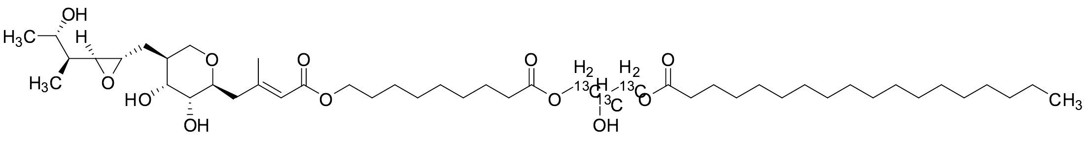 3-((9-(((E)-4-((2S,3R,4R,5S)-3,4-Dihydroxy-5-(((2S,3S)-3-((2S,3S)-3-hydroxybutan-2-yl)oxiran-2-yl)methyl)tetrahydro-2H-pyran-2-yl)-3-methylbut-2-enoyl)oxy)nonanoyl)oxy)-2-hydroxypropyl-1,2,3-13C3 Stea